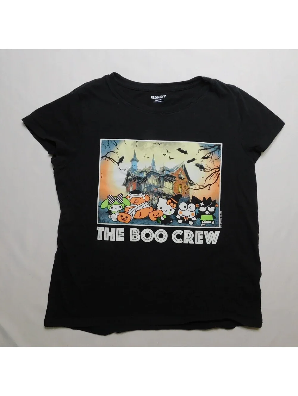 Old Navy Sanrio Halloween Shirt Girls XL 14-16 The Boo Crew Hello Kitty Black